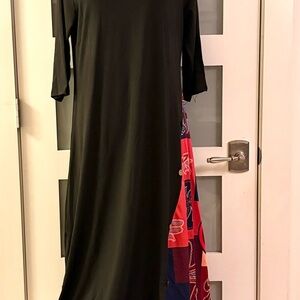 SHEIN Black Maxi Dress with Red & Navy Panel